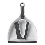 Mini dustpan and brush with silicone bristles and wiper
