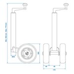 Double jockey wheel 48 mm with solid natural rubber tyres 200 x 50 mm