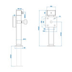Support leg 60x60 mm tiltable SF60 D42 SW19 410–655 mm 1300 kg