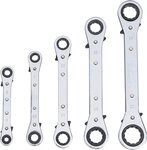 Double Ended Ratchet Wrench Set, straight, reversible 6 x 8-19 x 22 mm 5 pcs