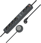 Power Strip EL CSP 24 6-way Anthracite 1.5m H05VV-F 3G1.5 – 2 Permanent, 4 Switchable via External Foot Switch