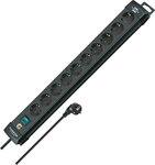 Power Strip 10-way Black 3m H05VV-F 3G1.5