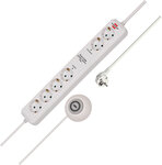 Power Strip EL CSP 24, 6-way, white, 1.5 m, H05VV-F 3G1.5 – 2 permanent, 4 switchable with external footswitch
