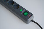 Power strip with surge protection 6-way anthracite 1.5 m 13,500A H05VV-F 3G1.5 Blister