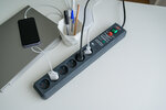 Power strip with surge protection, acoustic 6-way 19,500A anthracite 3 m H05VV-F 3G1.5