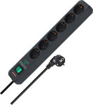 Power strip with surge protection 6-way anthracite 1.5 m 13,500A H05VV-F 3G1.5