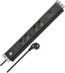 Power strip 2-way black 3 m H05VV-F 3G1.5 19 format