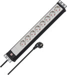 Power strip 8-way black/light grey 3 m H05VV-F 3G1.5 19 format