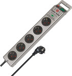 Power Strip with Surge Protection 5-way Silver 13,500A 2.5 m H05VV-F 3G1.5