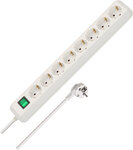 Power Strip with Switch 8-way white 3 m H05VV-F 3G1,5