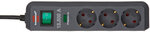 Power Strip with Surge Protection 3-way anthracite 1.5 m 13,500A H05VV-F 3G1,5 Polyethylene bag