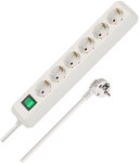 Power Strip with Switch 6-way white 3 m H05VV-F 3G1,5