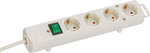 Power strip with flat plug 4-way white 2m H05VV-F 3G1,5