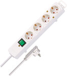 Power strip with flat plug 4-way white 2m H05VV-F 3G1,5