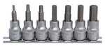 7-piece Bit Socket Set, Internal Hexagon, 3/8