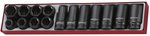 Impact socket set tray tx-norm & lang 15pcs 3/4