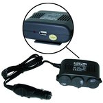 3-Way socket 12V + USB incl. mounting plate