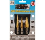 3-piece HSS Step Drill Set, 3-20 mm