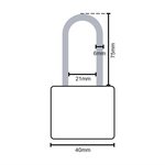 Padlock 40mm with long shackle 75mm