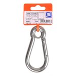 Carabiner hook 100x10mm, with closed eye, A4 stainless steel AISI 316, 1,150 daN