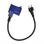 Adapter cable 40cm from Schuko plug to CEE angled connector + Schuko socket