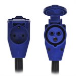 Adapter cable 40cm from Schuko plug to angled CEE counter plug + Schuko socket