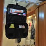 Toiletry bag foldable with hook