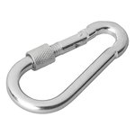 Carabiner hook metal 8x80mm with screw closure x10 pieces