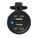 USB flush-mounting box double type A 2x2100mA 12V/24V