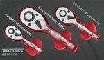 Stubby ratchet set with Quick Release 1/4, 1/2 & 3/8 - 72-tooth