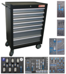 Tool trolley 7 drawers with 227 tools
