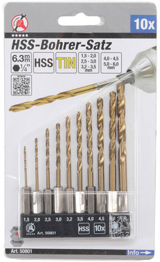 10-piece Titanium Coated HSS Drill Set