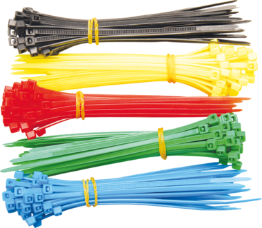 200-piece Cable Tie Assortment, 2.4 x 100 mm, 5 colors
