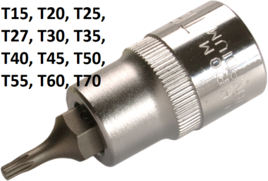 Socket wrench bit 12.5 mm (1/2) T profile (for Torx)