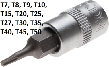 Bit Socket (1/4) Drive T-Star (for Torx) T7 - T50