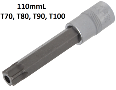 Bit Socket length 110mm (1/2) Drive T-Star tamperproof (for Torx)