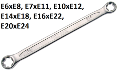 Double Ring Spanner with E-Type Ring Heads