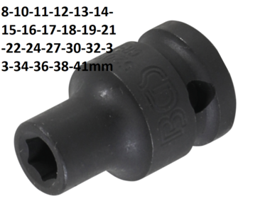Impact Socket, Hexagon (1/2) Drive 8-41mm