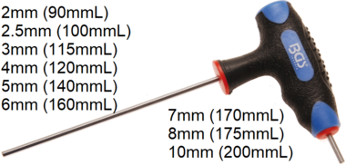 T-Handle L-Type Wrench internal Hexagon 2mm - 10mm