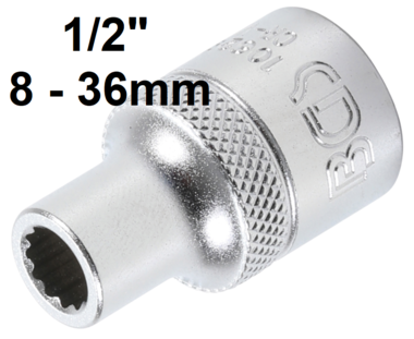 Socket, 12-point (1/2) Drive 8 - 36mm