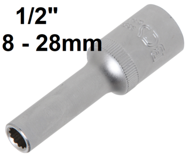 Socket, 12-point, deep 12.5 mm Drive 8-28mm