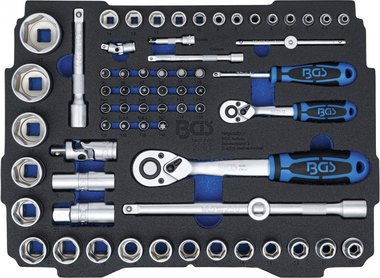 Foam Tray for BGS BOXSYS1 & 2: Socket Set 6.3 mm (1/4) / 12.5 mm (1/2) BGS systainer® 65 pcs