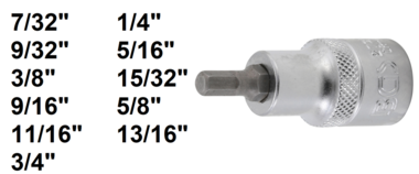 Bit Socket (1/2) Drive internal Hexagon