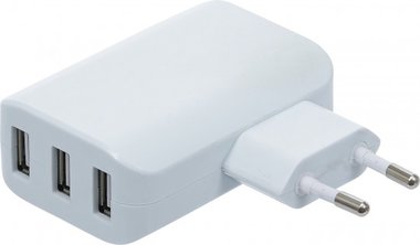 Universal USB Charger 3 USB ports max 3.4 A total max. 2.4 A / USB 110 - 240V