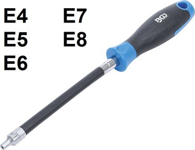 Flexible screwdriver with round handle E-profile