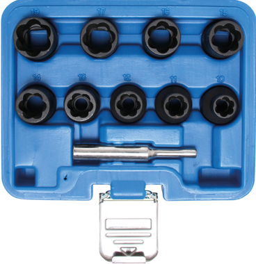 Twist Socket Set (Spiral Profile) / Screw Extractor (1/2) Drive 10 - 19mm 10 pcs