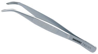 Tweezers bent/grooved 125mm