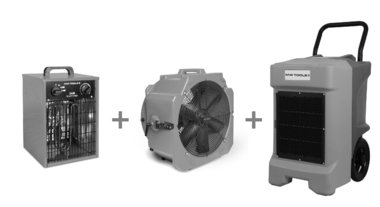 Pack BDE95 construction dryer + MV500PPL fan + WEL33 hot air blower
