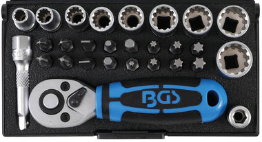 Socket Set 6.3 mm (1/4) Drive 28 pcs