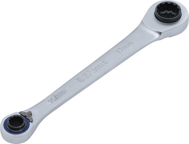 Double Ended Ratchet Wrench 4 in 1, 10 x 12, 14 x 17 mm